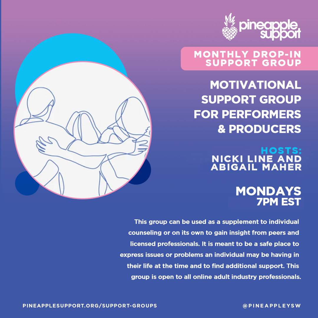 Join us tomorrow @ 7PM EST for this support group with by Nicki Line and Abigail Maher.

This group can be used as a supplemental to individual counseling or on its own to gain insight from peers and licensed professionals.

Sign Up Now: pineapplesupport.org/support-groups

#mentalhealth