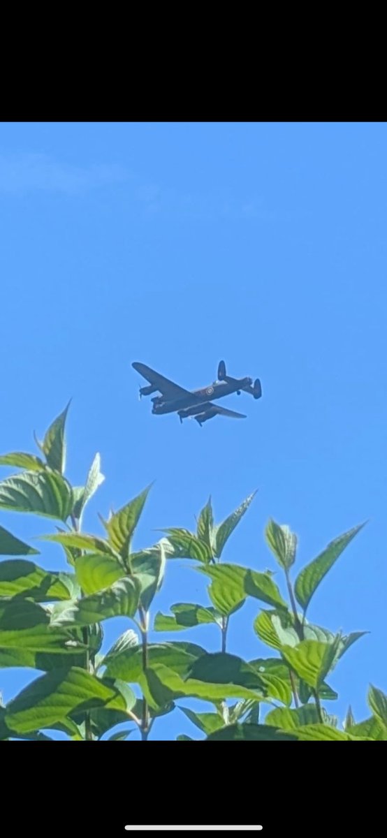 This amazing sight flew over my local area yesterday on its way to buxton I didn't see it personally but my dad did but he unfortunately didn't have time to capture it. 

The Lancaster Bomber my dear old grandad who told me many of great stories was the rear gunner on this beast