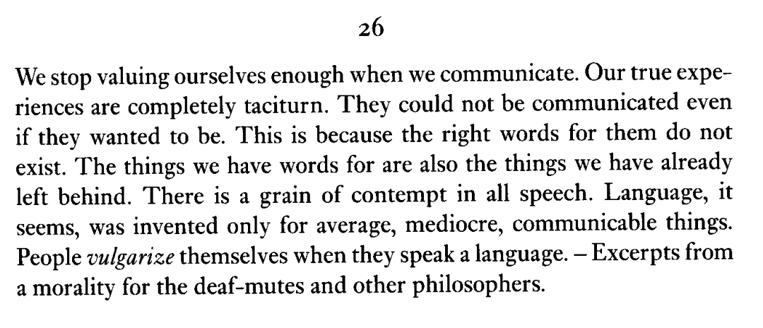 Nietzsche anticipating the "linguistic turn" in his contempt for language as the bridge between personal experience and other men
