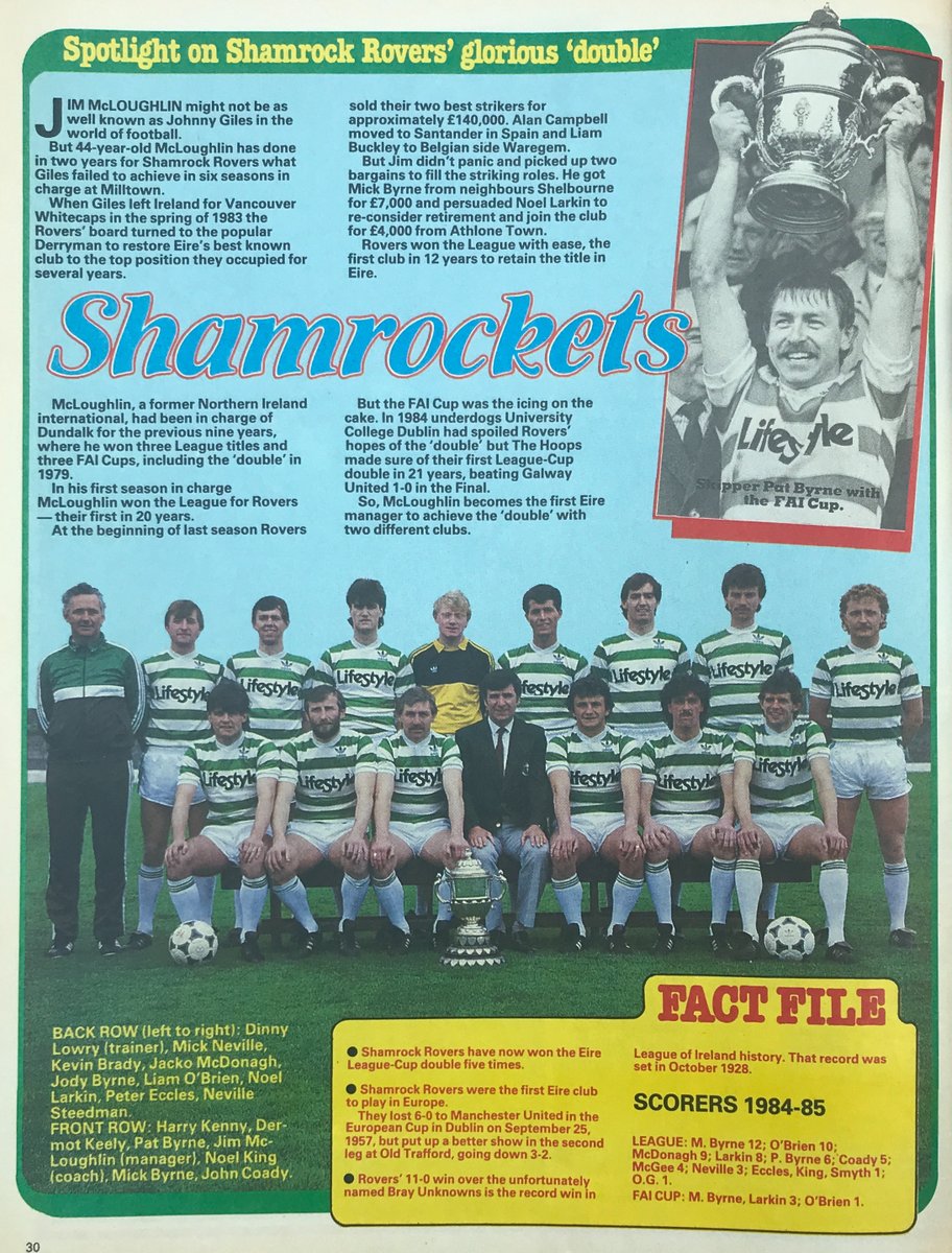 1888Letter's tweet image. ‘Shamrockets’ – Shamrock Rovers, League of Ireland & FAI Cup ‘double’ winners 1984/85 @EastStandPod @HistoryLOI @HoopOnce @PrideOfRingsend @roverspast @ShamrockRovers