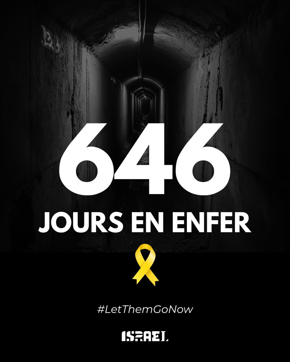 646 jours.
646 jours que des hommes, des femmes, des enfants sont retenus en otage par le Hamas.
646 jours d’angoisse, de silence, d’absence.
646 jours que nous pensons à eux, nuit et jour, sans relâche.

Ramenez-les maintenant.

#BringThemHomeNow #PasUnJourDePlus #Otages #Israel