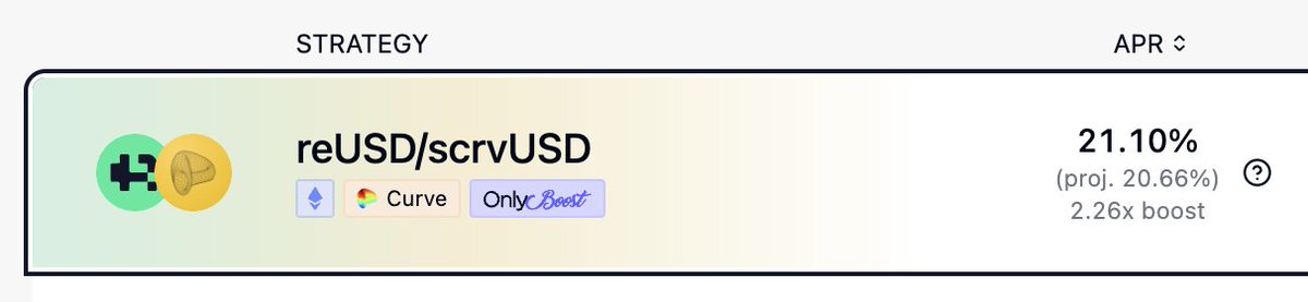 Multi-layer yield strategy:

+ Deposit $sDOLA (<a href="/InverseFinance/">Inverse</a>) → borrow $crvUSD on <a href="/CurveFinance/">Curve Finance</a> LLAMALEND
+ Deposit $crvUSD → borrow $reUSD on <a href="/ResupplyFi/">Resupply</a>
+ Deposit $reUSD into <a href="/StakeDAOHQ/">Stake DAO</a> Onlyboost strategy

Result: ~30% APY on stablecoins, if no redemption.