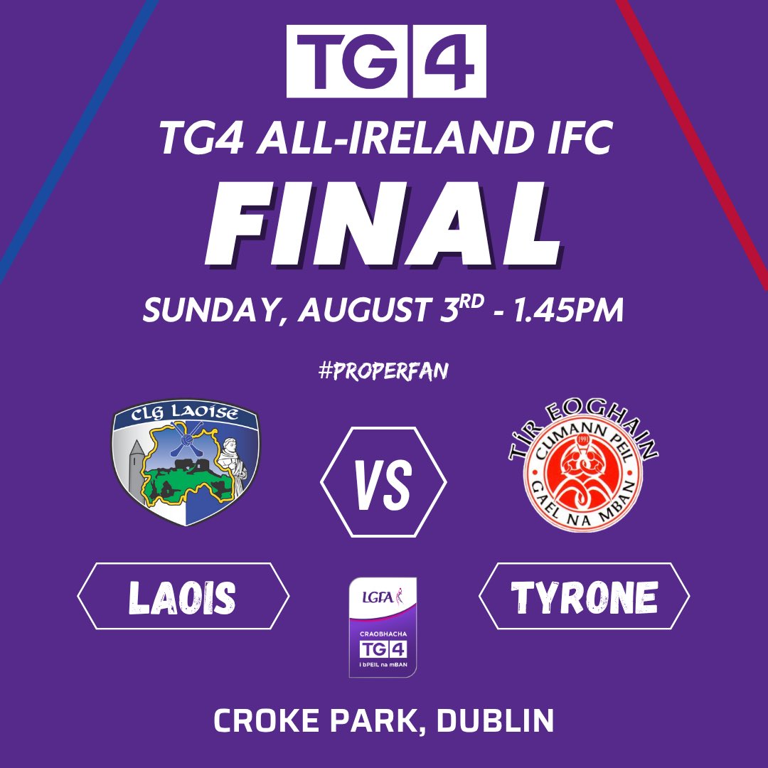 LadiesFootball's tweet image. CONFIRMED ✅ 

@LaoisLadies will play @LgfaTyrone in the 2025 @TG4TV All-Ireland Intermediate Final at @CrokePark on Sunday August 3

@SportTG4 #ProperFan