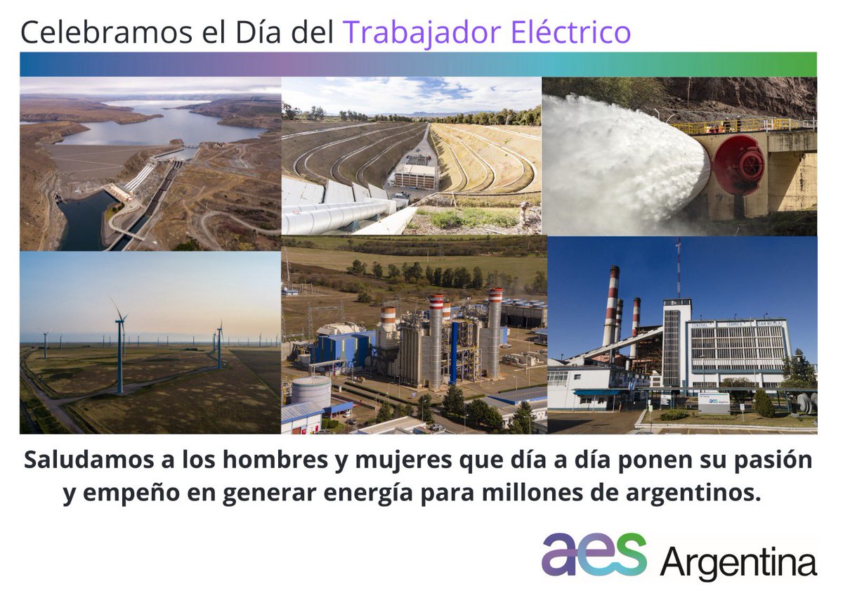 ⚡🔌 Hoy celebramos el #DíaDelTrabajadorEléctrico

En AES Argentina agradecemos a quienes hacen posible, con compromiso y profesionalismo, la generación y el suministro de energía para millones de usuarios en todo el país.

¡Gracias por ser el corazón de lo que hacemos! 🙌