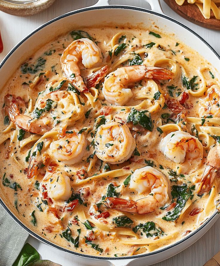 Creamy Shrimp Tuscan Fettuccine