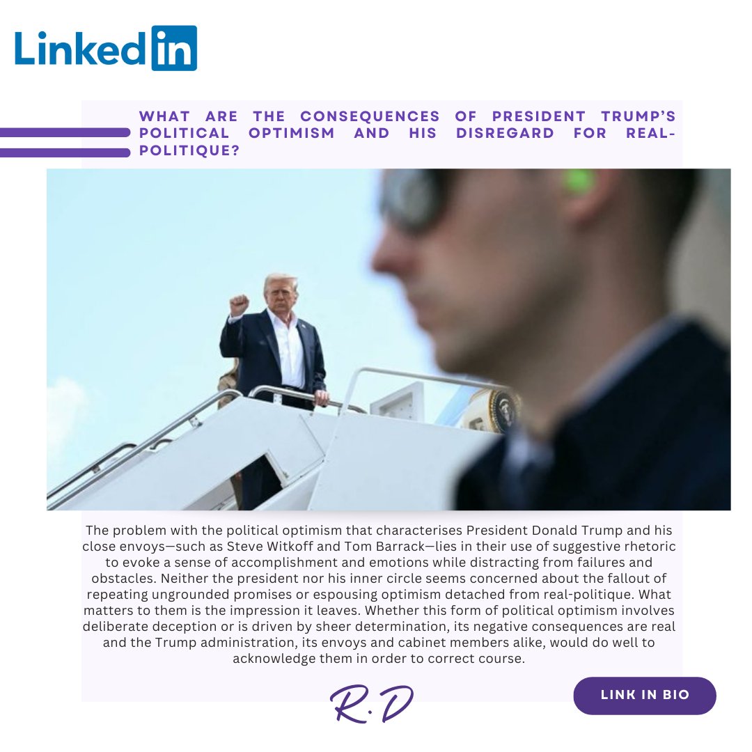 What Are the Consequences of President Trump’s Political Optimism and His Disregard for Real-Politique?

Read my weekly article on <a href="/LinkedIn/">LinkedIn</a>   

Read the article here: linkedin.com/pulse/what-con…

#RaghidaDergham #linkedin #Lebanon  #Trump #USA #Oman #America #Iran #arab #MiddleEast
