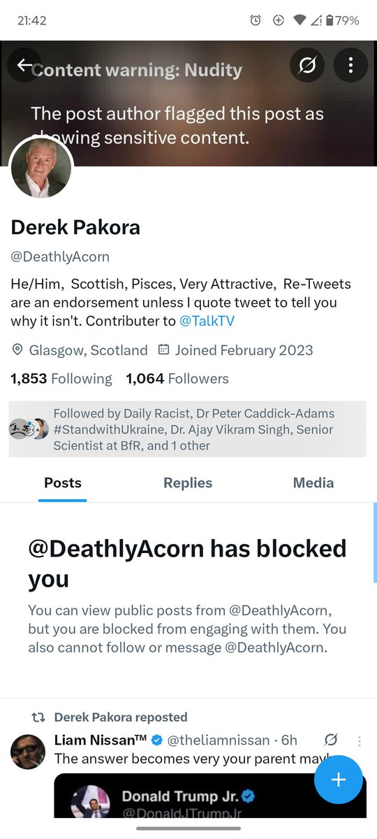 Fake Derek Acorah has blocked me 🤔