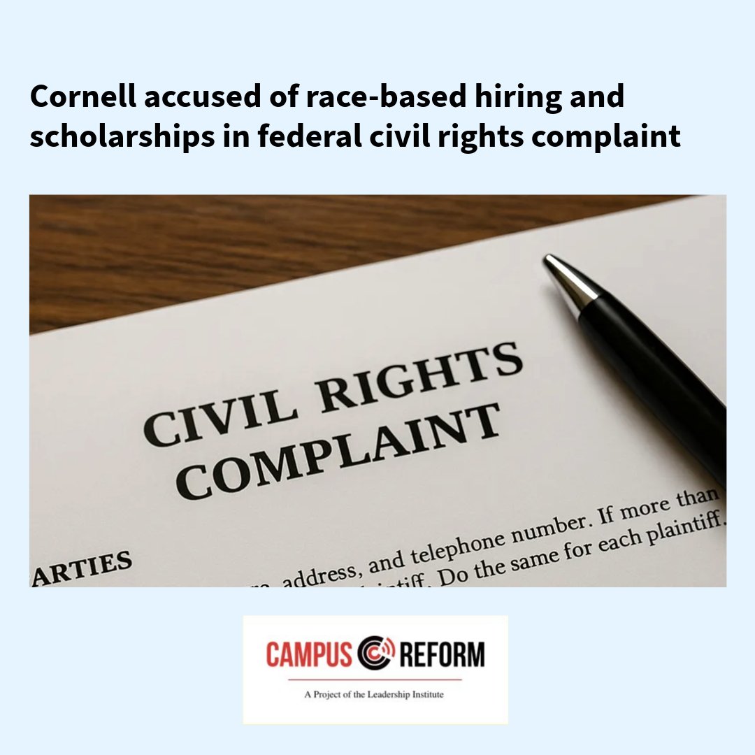Cornell accused of race-based hiring and scholarships in federal civil rights complaint

Link in bio or read the story at bit.ly/4kz0tFC

#cornell #civilrights #campusreform