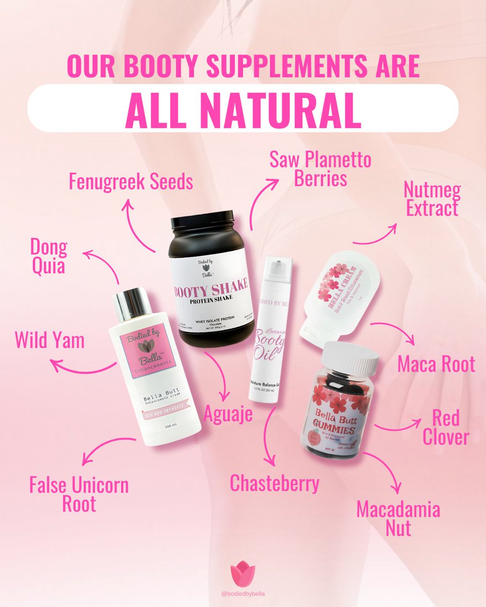 BodiedbyBella's tweet photo. Do you know why Bodied by Bella products work? It's simply because it's ALL NATURAL! 🌿💞 With ingredients like Aguaje, Fenugreek seeds and more you can get an all natural thick booty in as early is 3 WEEKS!!! 🫢 Link in BIO ✨⁠
⁠
#butt #buttenhancement #natural #bodiedbybella https://t.co/Q2PP0yeuae