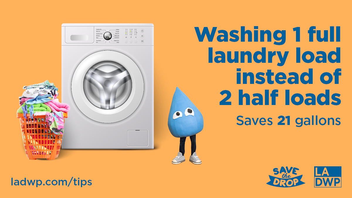LADWP's tweet image. Get more water-saving tips at ladwp.com/tips. #SaveWater #WaterConservation