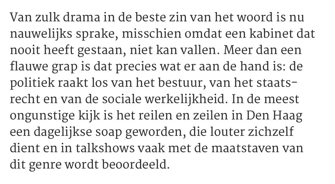 Gerbrandy's tweet image. Een van de meest rake typeringen van de hedendaagse politiek. @HansGoslinga toont zich weer een van de scherpste politieke analisten. @trouw