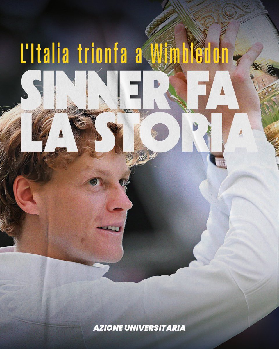 Wimbledon è nostro. Per la prima volta.
Jannik Sinner, 22 anni, dimostra a tutti che non c’è talento senza sacrificio e che la fatica ripaga.
Oggi vince lo sport italiano.
Ma soprattutto, vince una generazione che ha ancora il coraggio di costruire il proprio futuro.