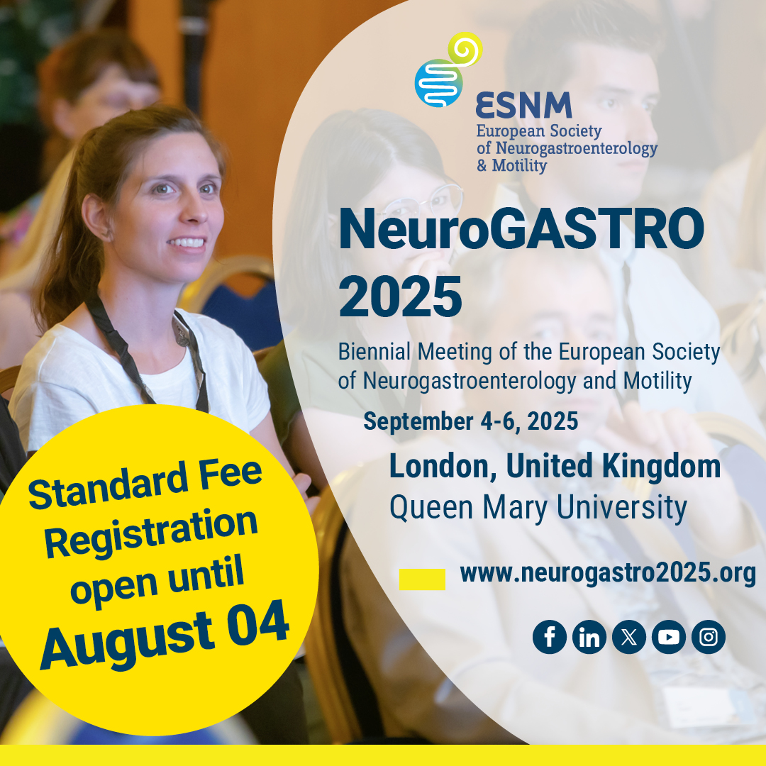 esnm_eu's tweet image. Only 3 weeks left to register at the standard fee for #NeuroGASTRO2025!
📅 Sept 4–6 | 📍 London
Join experts in gut-brain research, microbiome, and GI disorders.
🕓 Deadline: Aug 4
🔗 lnkd.in/eKBEkD66
#GutBrainAxis #GIHealth #Neurogastro