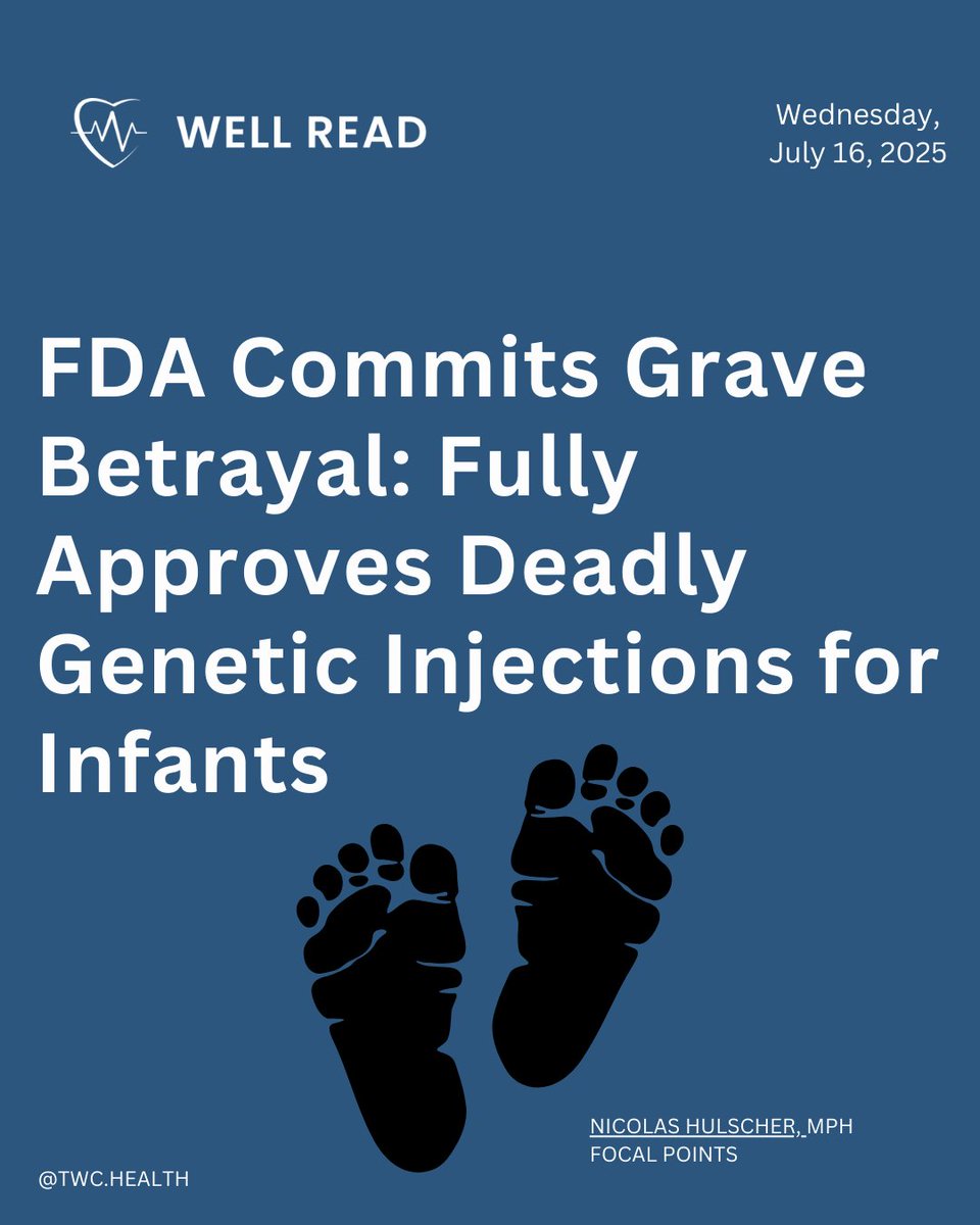 twc_health's tweet image. FDA Commits Grave Betrayal: Fully Approves Deadly Genetic Injections for Infants
The FDA granted full approval for Moderna’s COVID-19 mRNA injection (Spikevax) in “at-risk” children aged 6 months to 11 years.
Why?
Read more that the link in our bio under the Well Read Series…