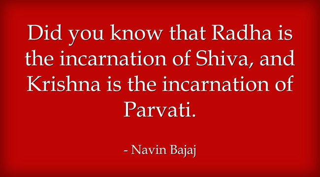 Did you know that Radha is the incarnation of Shiva, and Krishna is the incarnation of Parvati. ❤️ 🙏🏻