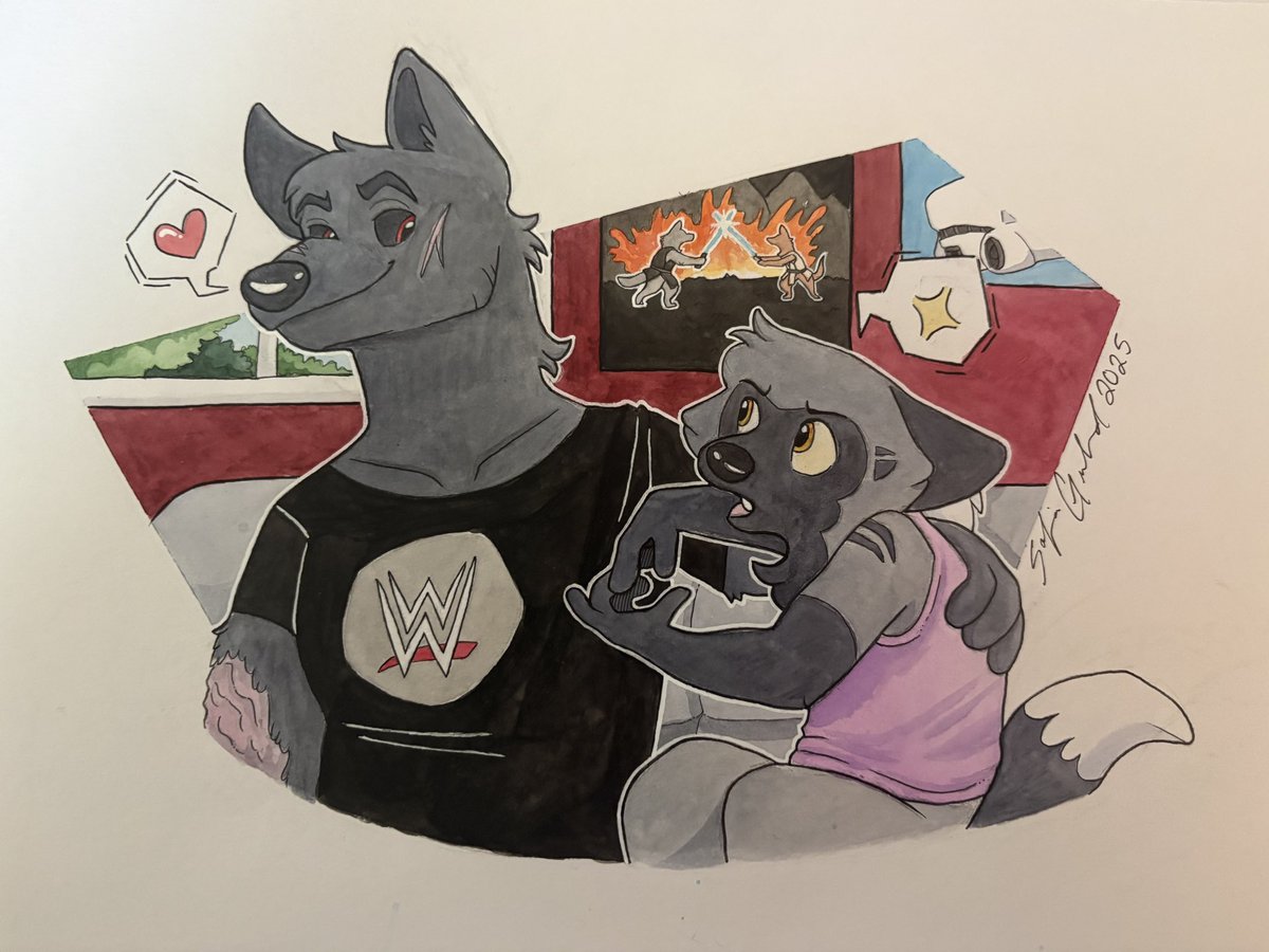salaciadraws's tweet photo. Went back to my roots with a traditional illustration 🐺🦊

#furry #furryart #oc https://t.co/aVDxsrJqzD