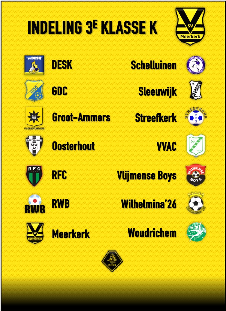 RSchellenbach's tweet photo. 🔜 Competitie-indeling seizoen 2025/2026 ⚽️
We weten waar we aan toe zijn. Mooie affiches, stevige tegenstanders en genoeg kansen om ons te laten zien. https://t.co/FoPLvWNft6