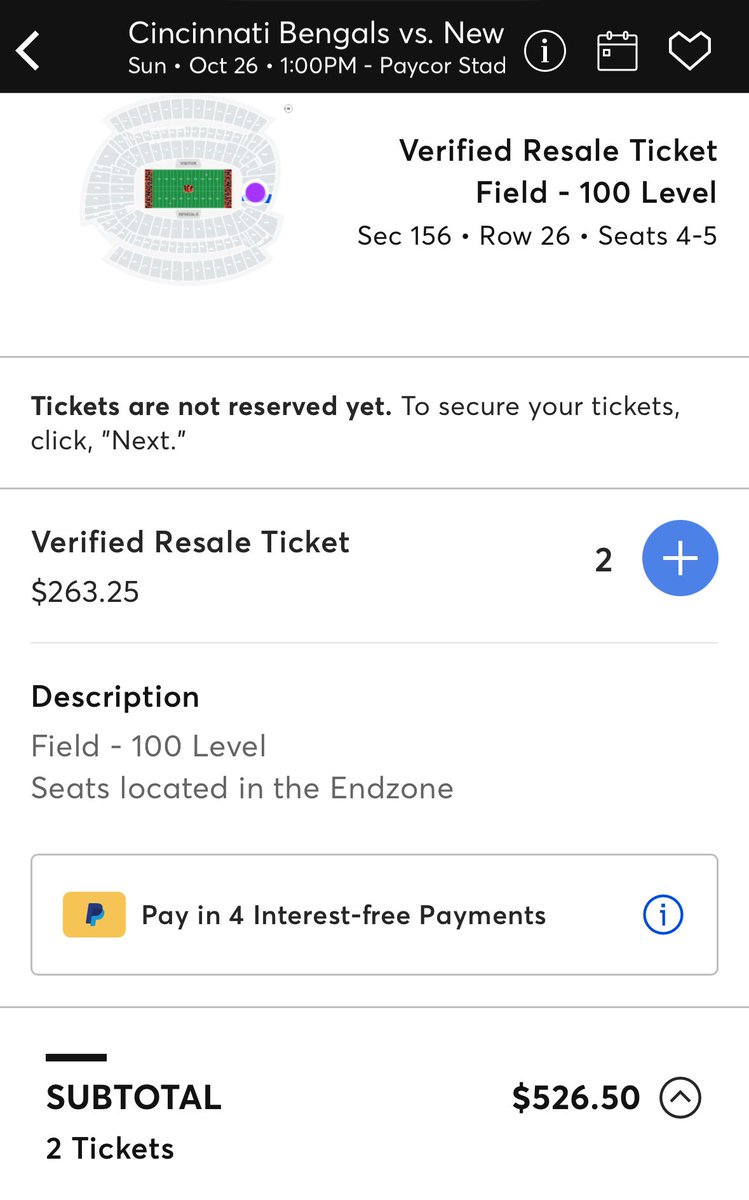 TylerAlonso's tweet image. I really don’t understand why Ticketmaster needs an excessive $120+ off top from my listed tickets.
So with that being said, if anyone is looking for two tickets to the Bengals VS Jets game on October 26th, I have:
Two tickets
Section 156
Seats 4-5
$200 each