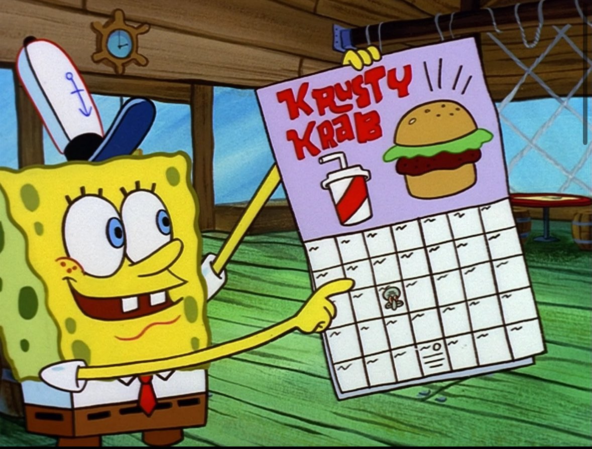 ArtofSpongebob's tweet image. A drawing from the episode “Employee of the Month.”