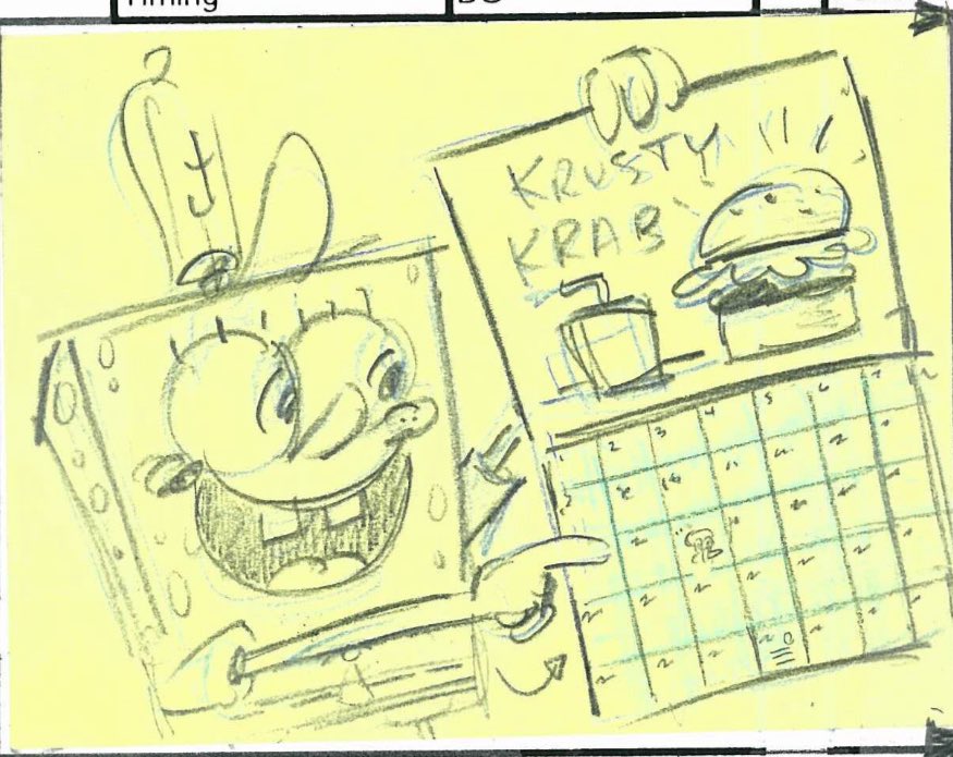 ArtofSpongebob's tweet image. A drawing from the episode “Employee of the Month.”