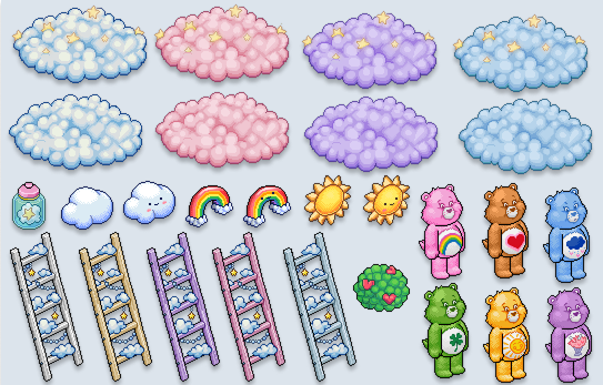 Os Ursinhos Carinhosos vão dominar o Habblet! 🌈☁️

Nuvens fofas, escadas coloridas e arco-íris mágicos! Alguns desses mobis farão parte de um Pack Exclusivo que chega em breve! 💖✨

Do Solzinho ao Arco-íris, tem um 🧸 pra cada tipo de pixel. Espalhar amor é missão diária! 🎀