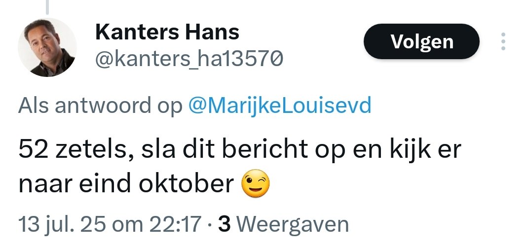 52 zetels voir Geert Wilders.