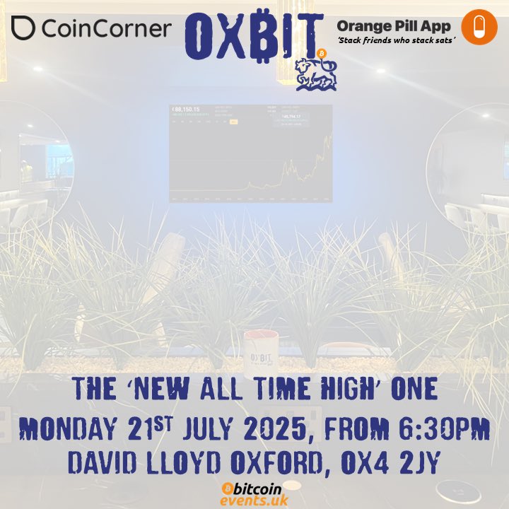 OxBitMeetUp's tweet image. Ox₿it, The ‘New All Time High’ One
Another Ox₿it meetup, Another ₿itcoin ATH ☕️📈
Does correlation equal causation? 🤔
Come join us to discuss how and why the best performing asset over the past 16 years is still possibly massively undervalued.
🍊💊 orangepill.app.link/2xLRxEiHYUb
