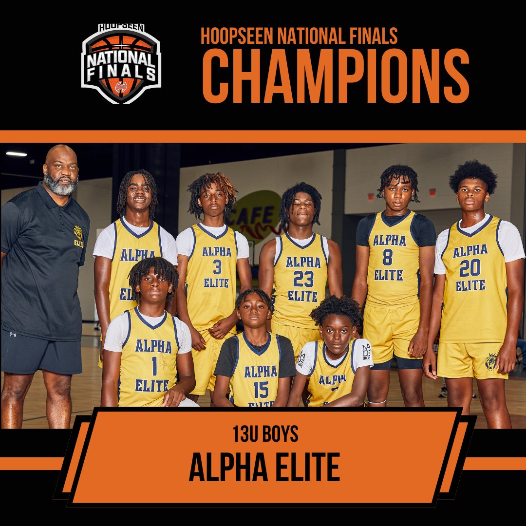 HoopSeenNEXT's tweet image. Congratulations to the 13U/7th Grade Boys National Finals Champions, Alpha Elite!