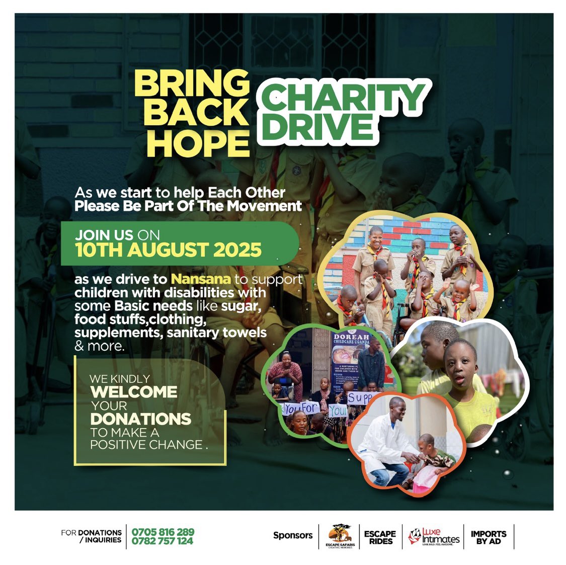 EscapeSafaris_'s tweet image. As we get into this new week @EscapeSafaris_ we humbly come to you seeking for your support as we plan to go show love to people with special needs. We hereby request for your support to make a difference in their lives.
For Donations/Inquries
Call/Whatsup
0782757124/0705816289