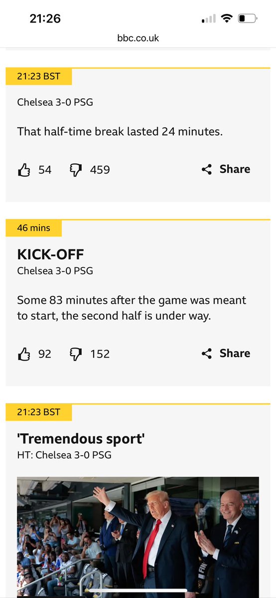 martynziegler's tweet image. What is the point of FIFA saying it upholds the Laws of the Game when it ignores maximum 15-min half-time break so Infantino can have this 24-min show??