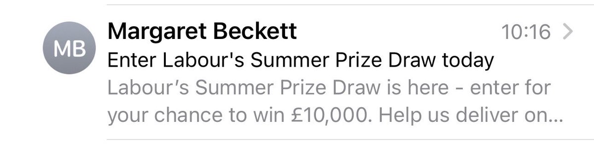 Margaret Beckett is being raffled in the Labour Summer Draw 😂