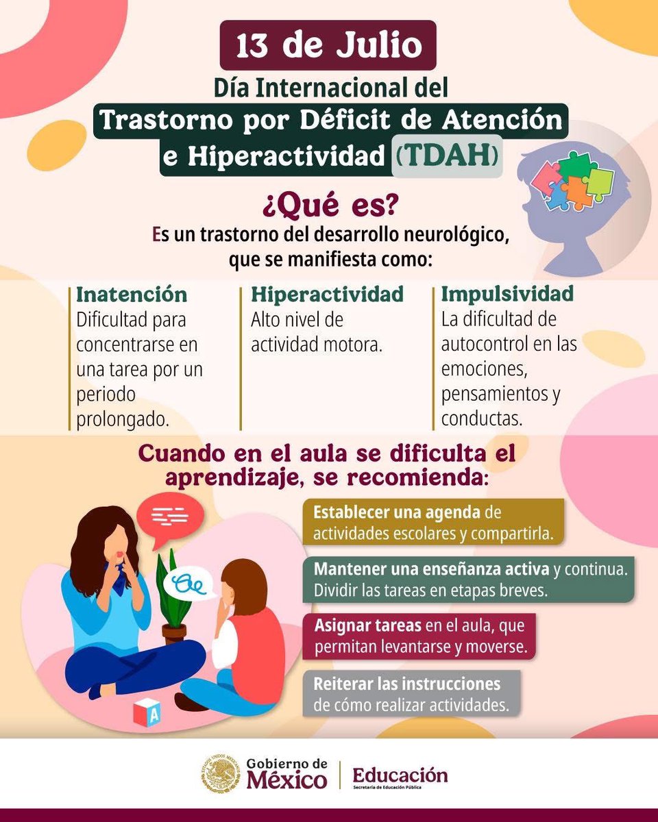 Día Internacional del Trastorno por Déficit de Atención e Hiperactividad (TDAH).

#Efemérides  #SecretaríaDeEducación