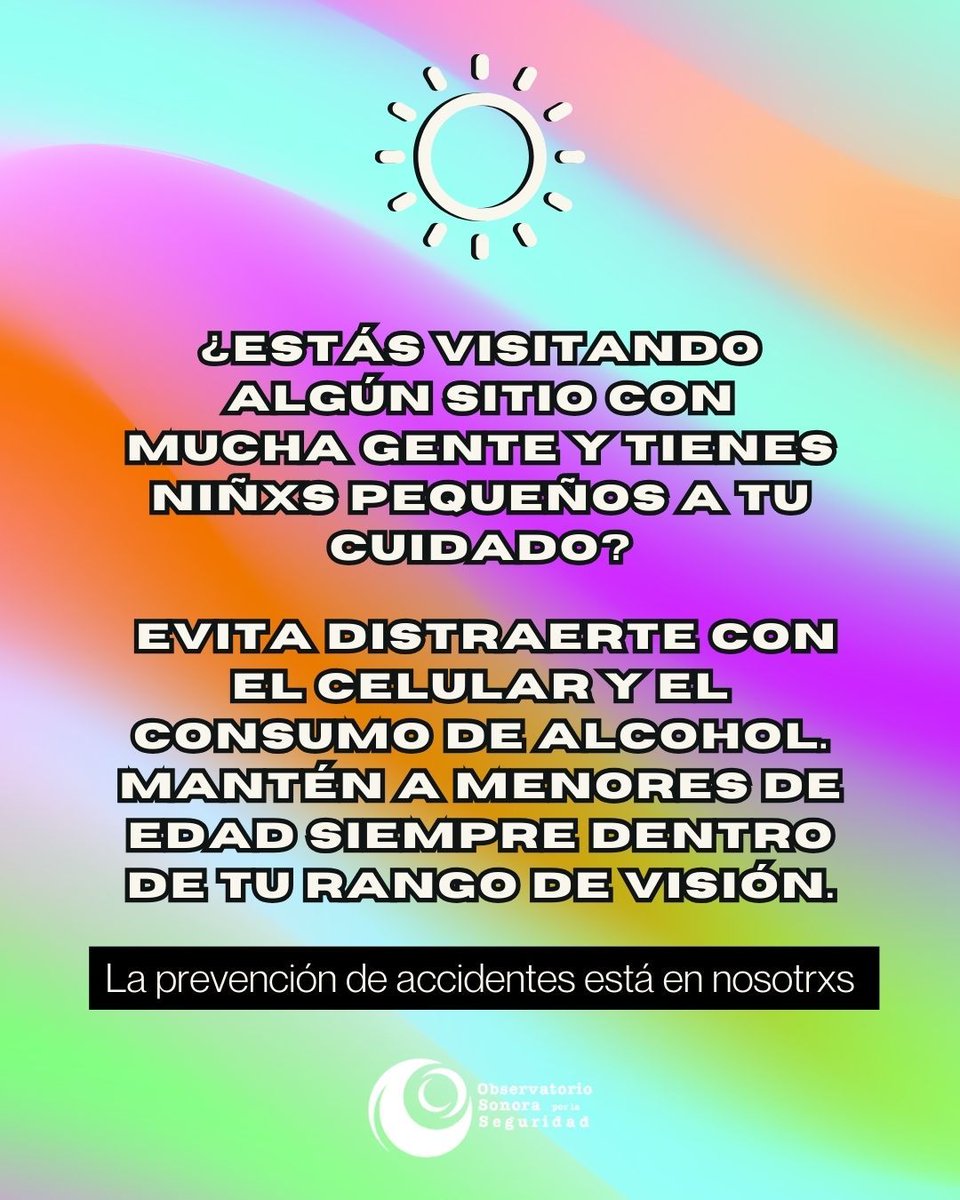 ¡Hagamos de la Seguridad una forma de vida!

⚠️  En casa, en el centro comercial o de vacaciones, mantén a lxs niñxs dentro de tu rango de visión 🧐 

#SeguridadEsResponsabilidadDeTodxs
#TemporadaDeVacaciones