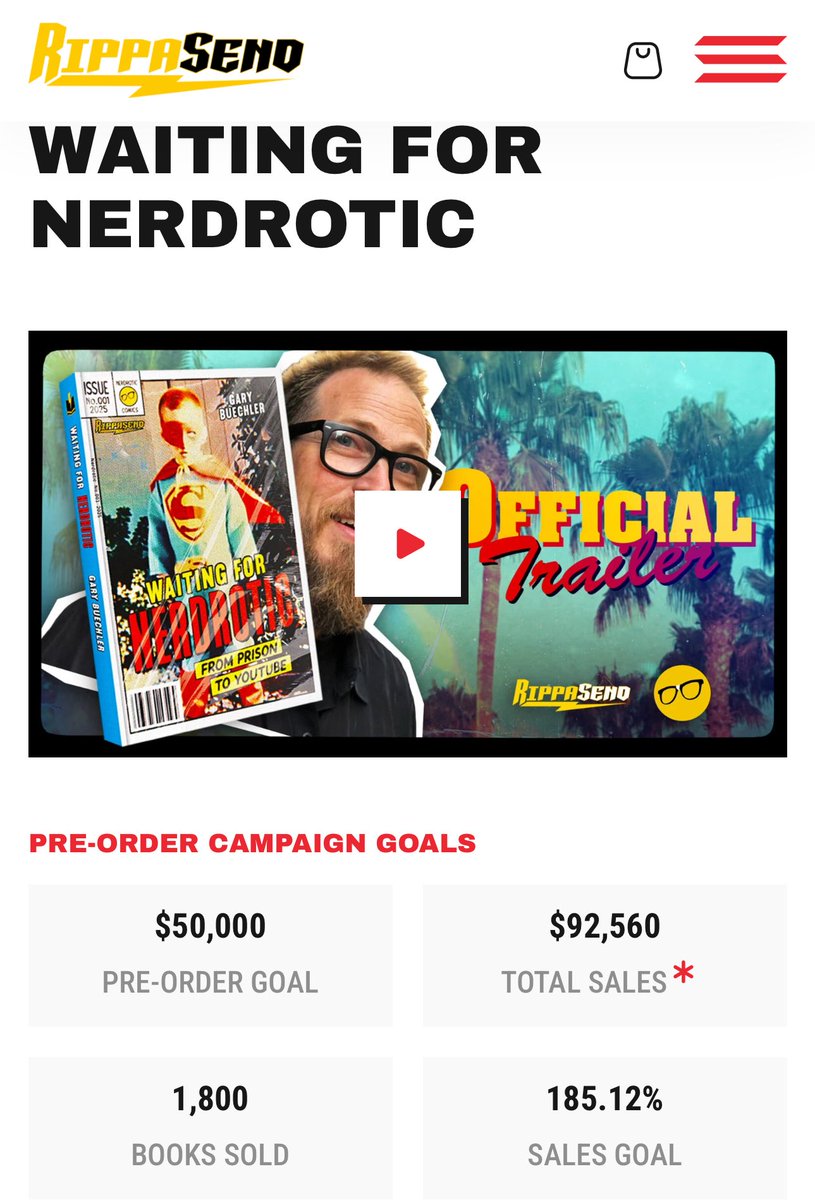 Unearthing_USA's tweet image. .@Nerdrotics Waiting For Nerdrotic on @RippaSend is closing in on 2,000 books sold and $100K in total sales.
We came awfully close to doubling the funding goal before the weekend elapsed. I suspect come Tuesday, when a lot of people get paid, we’ll push right past $100K.
It’s…