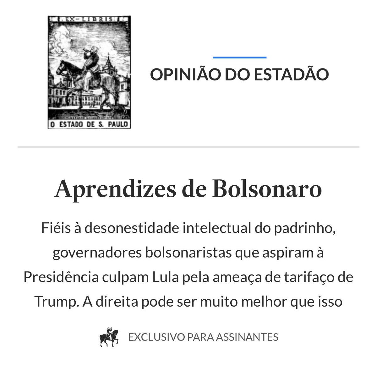 o que está rolando com o terrível editorialista do estadão hein