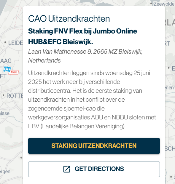 stakingskaart's tweet photo. Uitzendkrachten staken in Bleiswijk tegen de sjoemel-CAO. Wees solidair.

Hier een kaart met alle stakingen op dit moment:
https://t.co/C5uAyJvJez]

of een overzicht van de lokaties:
https://t.co/S0C8CUrMju https://t.co/wHdFs6RdBM