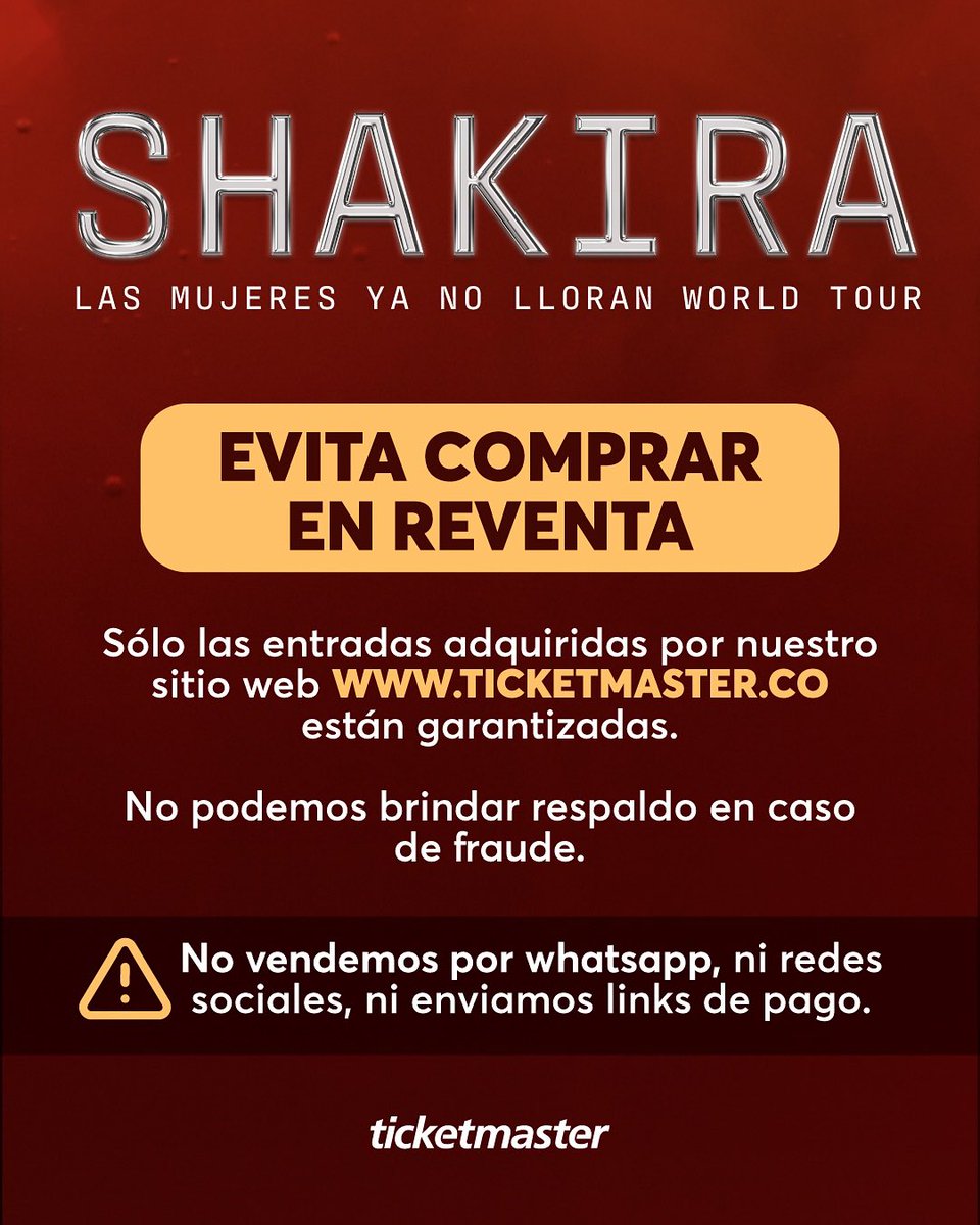 Caliturismocol's tweet photo. 🚨 ¡Fanáticos de Shakira, solo hay un canal autorizado para comprar tus entradas!
✅ Compra seguro, compra oficial, y prepárate para vivir la magia de Shakira, como solo Cali lo sabe hacer.
Adquiere tus entradas solo en https://t.co/y0VNjnM8aa
#CaliEsDondeDebesEstar https://t.co/OkLbvwzfUy