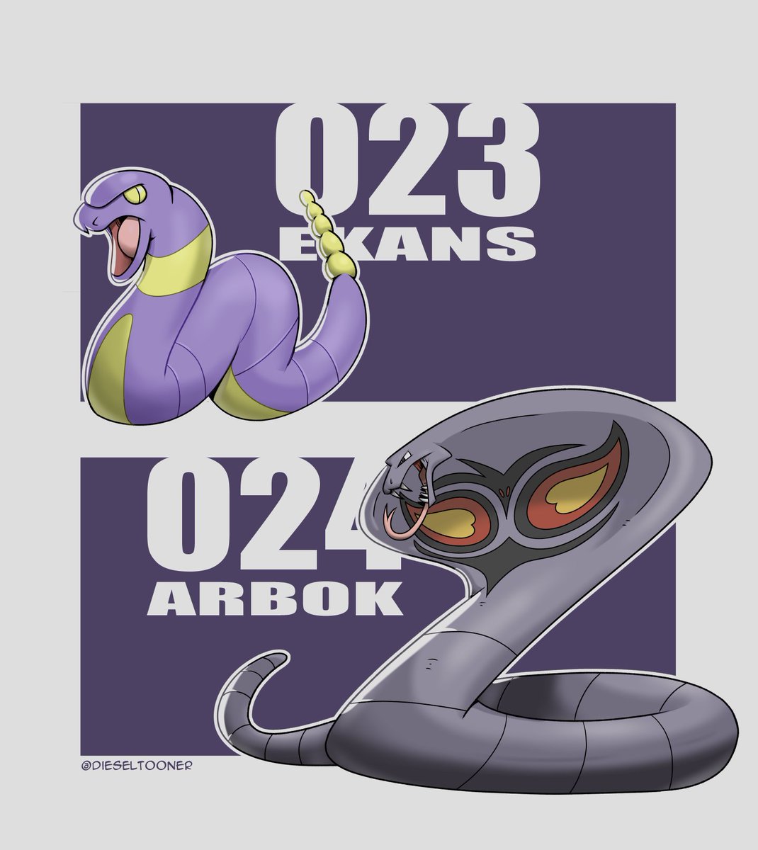 DieselTooner's tweet image. Thanks to the anime, I can never see Arbok without thinking "Charbok" in my head. Alas I had the Blue version as a lad so these two remained out of reach.
I wonder which ones I'll be drawing next. Probably one that's not that popular... #pokemon #fanart
023 - 024/151