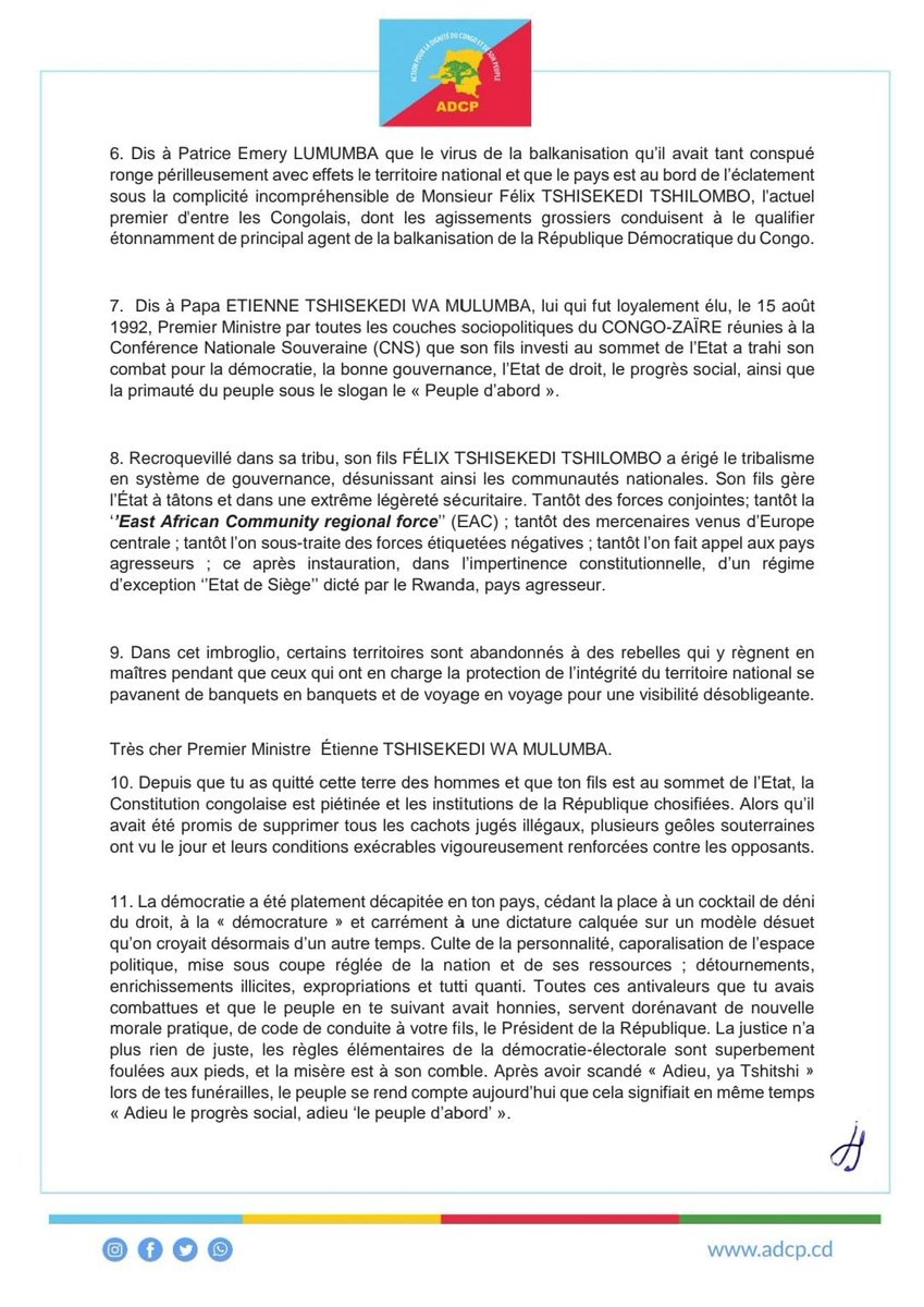 TimKamanga's tweet image. Deux ans après l’assassinat crapuleux de l’Honorable Chérubin Okende, le Coordonnateur Corneille Nangaa réitère son message poignant daté du 25 août 2023 par un appel à la Justice, à la Démocratie et la dignité pour la RDC.
Il a transformé cet hommage en un manifeste pour la…