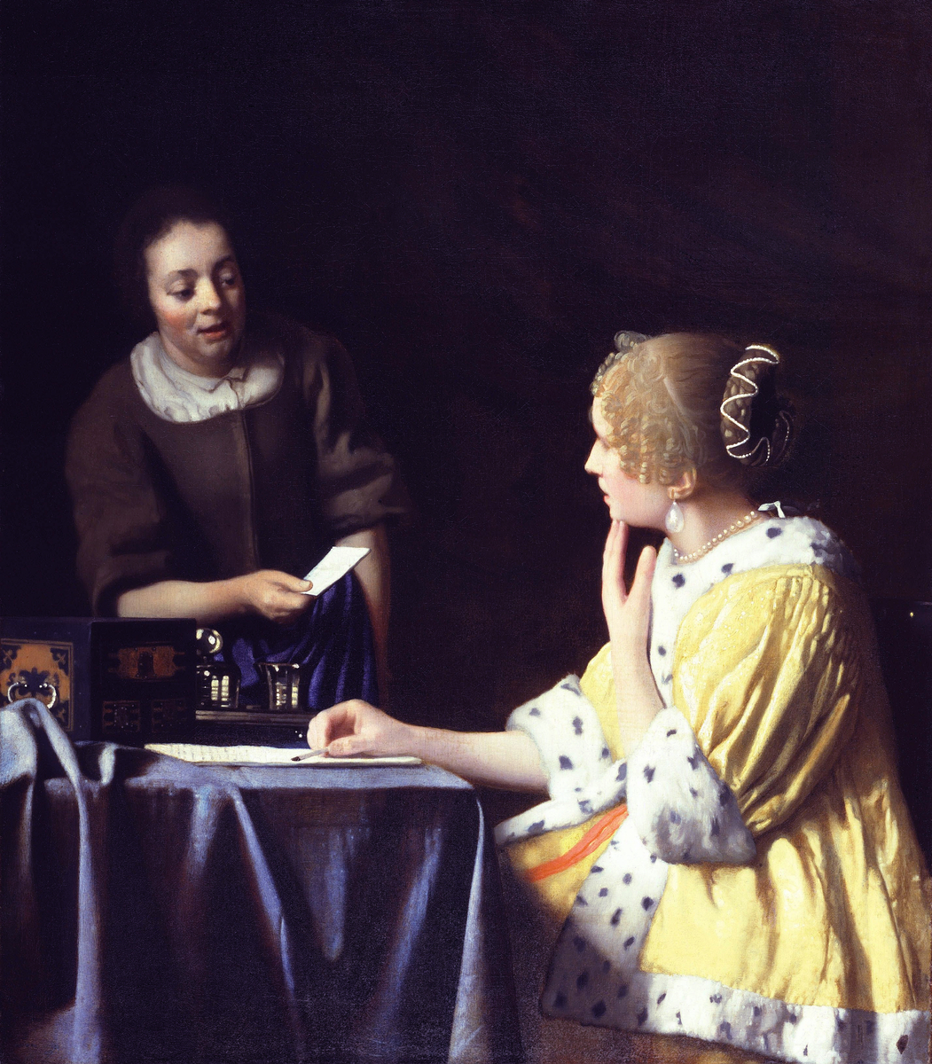 ArtistVermeer's tweet image. Mistress and Maid (Lady with Her Maidservant Holding a Letter )
