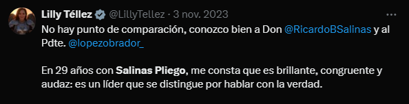 lazaroarises's tweet photo. @LillyTellez @DianaKarinaBa @KarlaMaEstrella La congruencia definitivamente no es lo suyo, a Salinas pliego lo considera brillante, congruente y audaz a pesar de que es un violentador verbal consumado.
Hipocrita. https://t.co/6LX6ESBajD