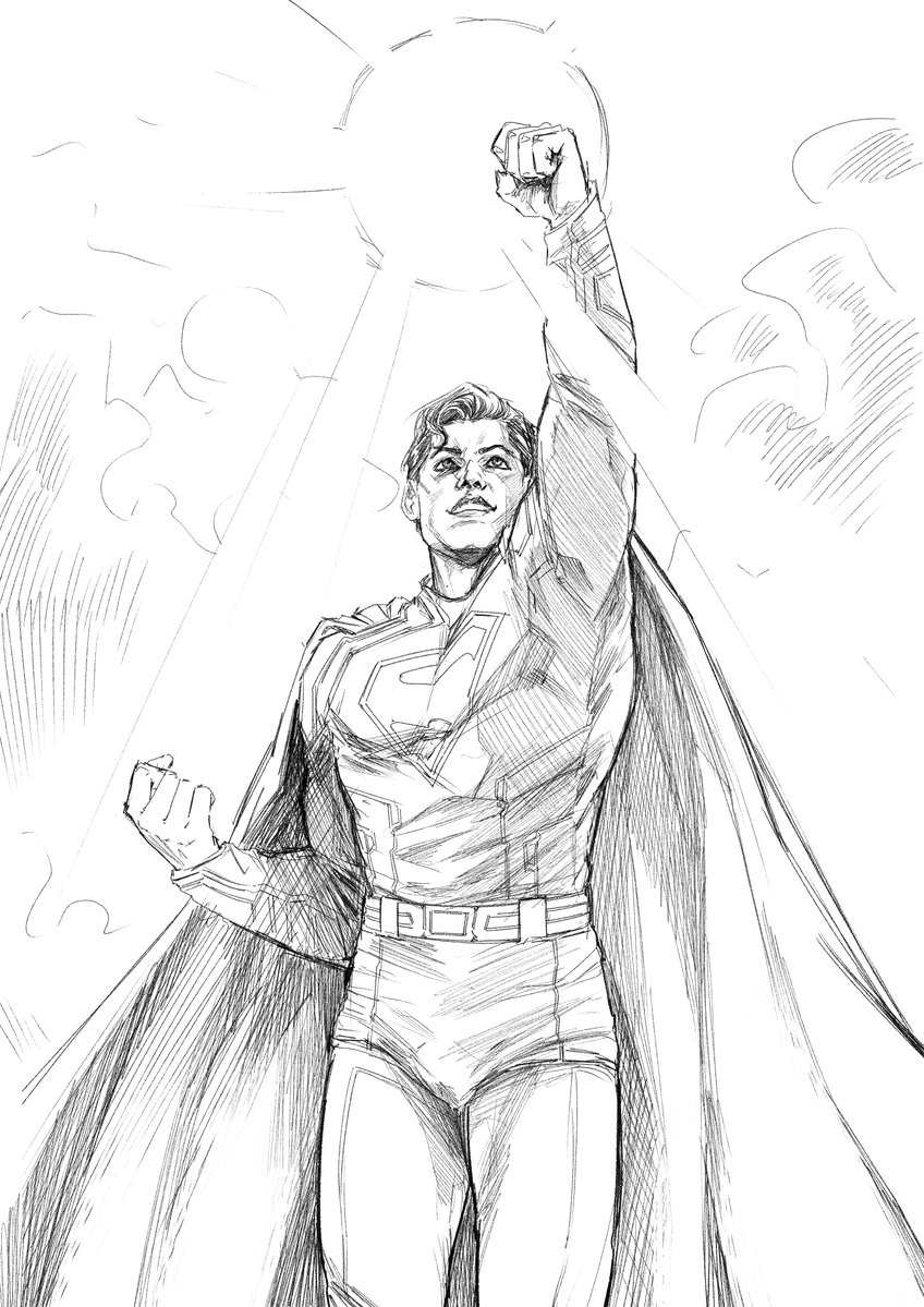 Alexhan_Artist's tweet image. Yesterday I saw Superman. I loved that movie for its tone and message, such wonderful performances by @corenswet and @NicholasHoult
Thank you for this great movie @JamesGunn .I came back at 12:30 p.m. and immediately needed to draw at least one sketch. #Superman #SupermanMovie