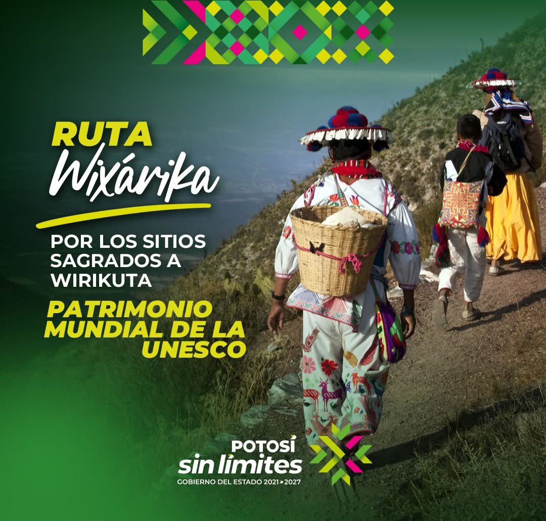 Ahijadxs buenas noticias, la Ruta Wixárika ahora es Patrimonio Mundial de la UNESCO ✨

Por su valor como testimonio vivo de la memoria y las prácticas espirituales del pueblo wixárika. La ruta abarca más de 500 km desde la costa de Nayarit hasta el Wikicuta, en la Sierra de