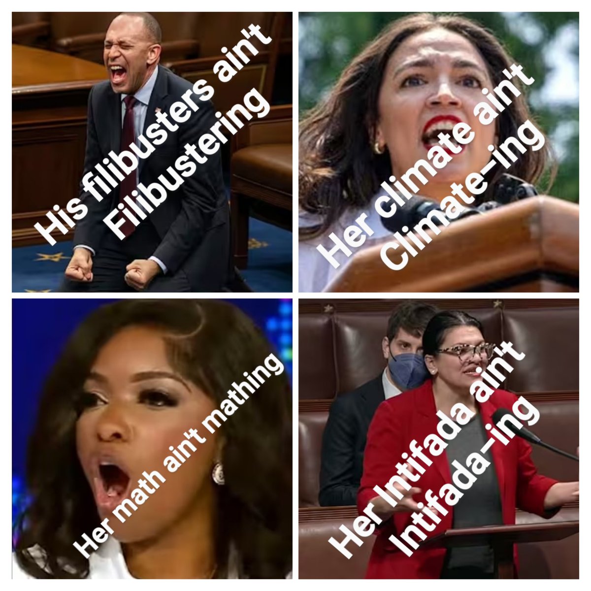 mikeporter2023's tweet image. TO COIN A PHRASE:
THEIR WISDOM AIN'T WISDOMING!
THEIR IDEOLOGY AIN'T IDEOLOGY-ING
THEIR SOCIALISM AIN'T SOCIALISM-ING
THEIR MARXISM AIN'T MARXISM-ING
THEIR COMMUNISM AIN'T COMMUNISM-ING
THEIR GLOBALISM AIN'T GLOBALISM-ING
THEIR COMMON SENSE AIN'T COMMON SENSING
THOUGHTS? 🌈🫏🤣