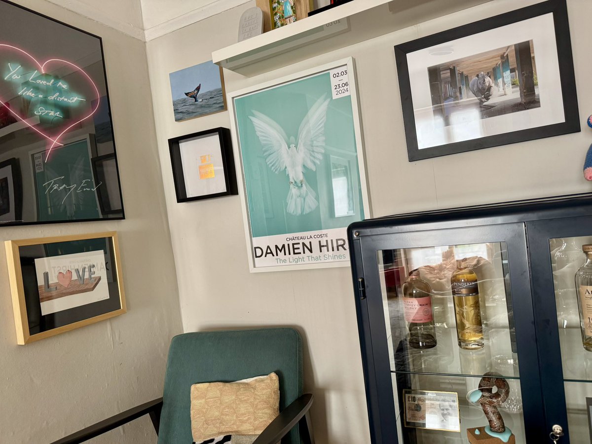 I won this poster - afew moons ago - from the  “The Light That shines” exhibition by <a href="/hirst_official/">Damien Hirst</a> through @heni and I adore it. It’s worth entering all the competitions. Thank you #Heni 🙏🩵 🕊️