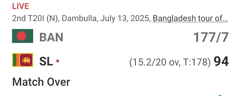 Bangladesh thrash Sri Lanka - give them the T20 World Cup already.
#T20WorldCup