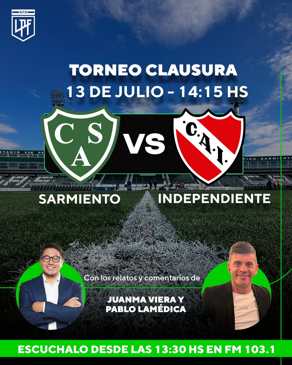 Carlos Blotta (@carlosblotta) on Twitter photo El "Verde" no se quiere poner "Rojo"...
#TorneoClausura en <a href="/DSportsRadio/">DSports Radio 103.1 FM</a>
103.1
#Sarmiento #Independiente
Junto a <a href="/JuanmaViera27/">Juanma Viera</a> <a href="/pablolamedica/">Pablo Lamédica</a> <a href="/Facusanches9/">Facu Sanches</a> y <a href="/mavegol/">Silvio Maverino</a> El "Verde" no se quiere poner "Rojo"...
#TorneoClausura en <a href="/DSportsRadio/">DSports Radio 103.1 FM</a>
103.1
#Sarmiento #Independiente
Junto a <a href="/JuanmaViera27/">Juanma Viera</a> <a href="/pablolamedica/">Pablo Lamédica</a> <a href="/Facusanches9/">Facu Sanches</a> y <a href="/mavegol/">Silvio Maverino</a>