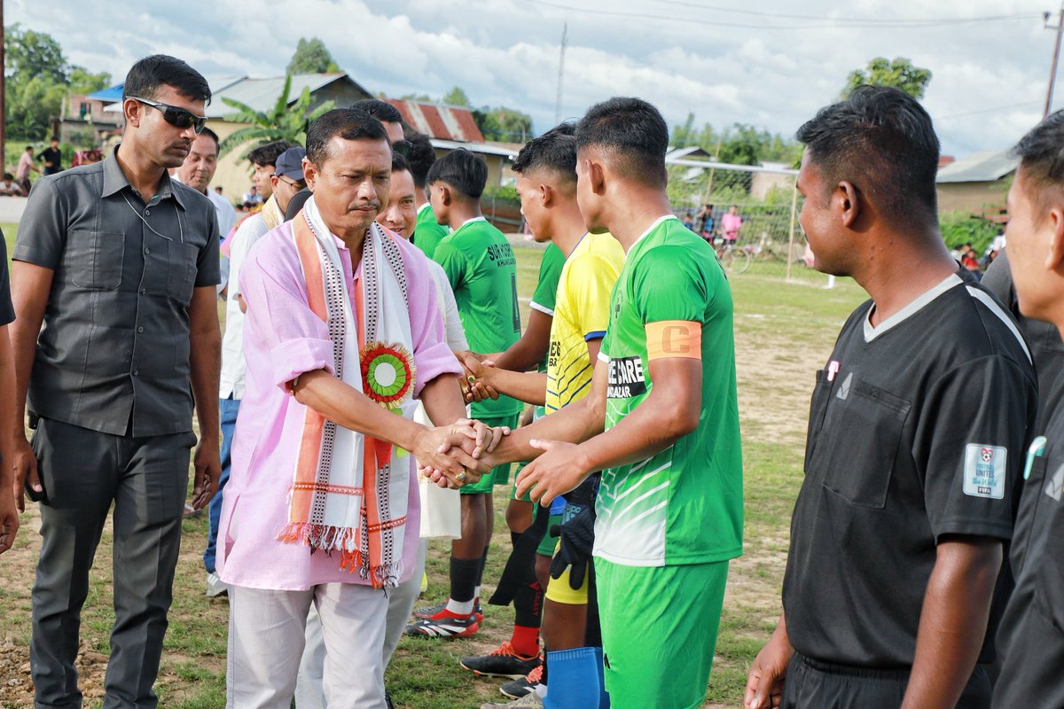 MaharajaManipur's tweet image. Had the pleasure to attend the Opening Ceremony of 2nd State Level 9 - Aside Open Khangabok Trophy 2025 at Public Ground Khangabok today.