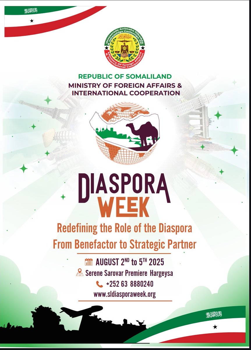 Registration for the Diaspora Week Expo is NOW OPEN! Showcase your Diaspora-owned business, NGO, or Diaspora-led initiative. Limited booth spaces available. Register by August 22nd to secure your spot! #DiasporaWeek #Somaliland 
Exhibitor Registration Form share.google/VQhXXqpVzo6iDp…