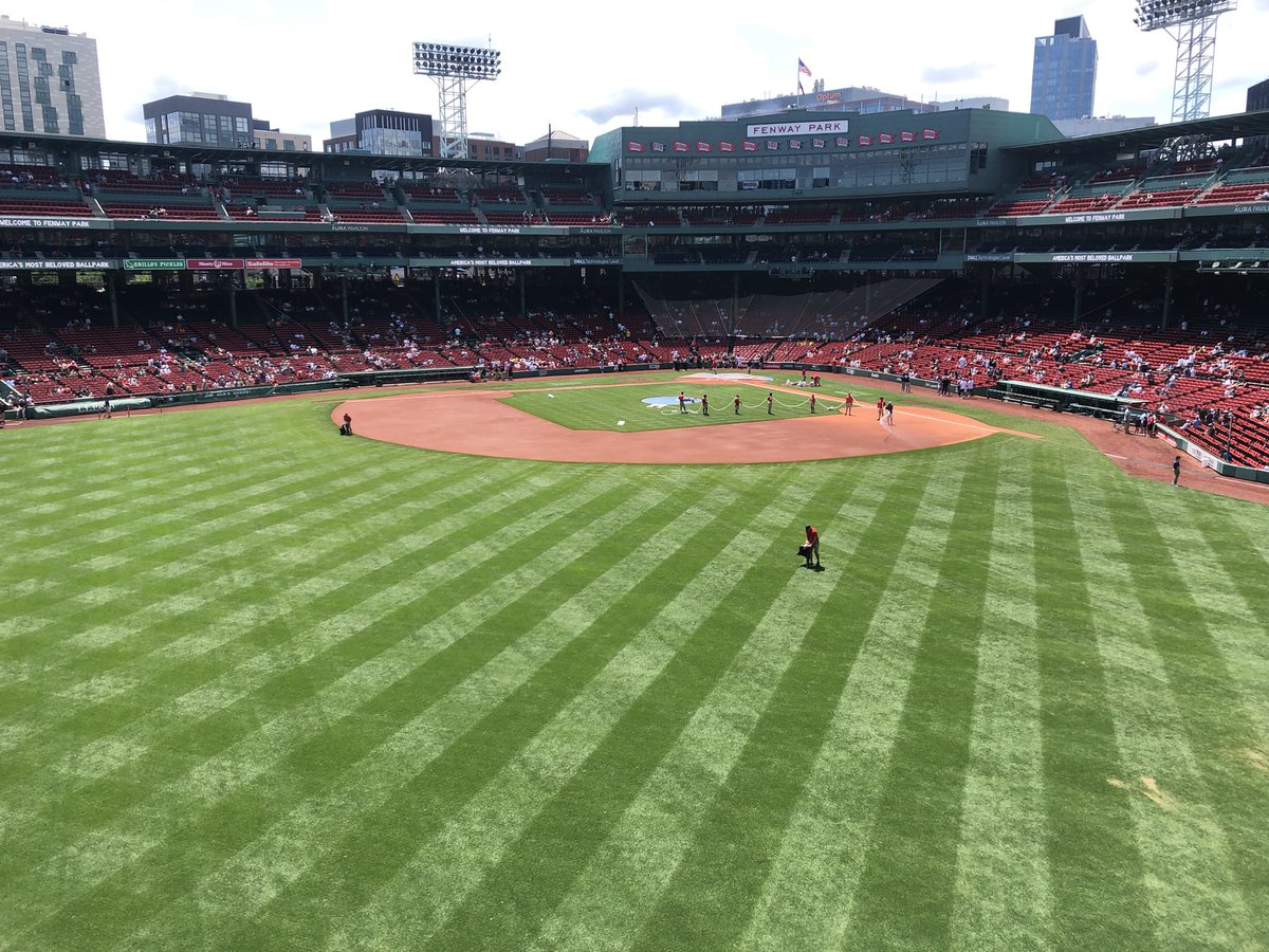 r_joyce34's tweet image. Wife got me tickets for today’s Sox game as a birthday present. Said we were sitting down the RF line.
She was lying.